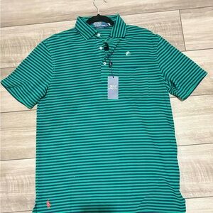 Ralph Lauren Men's Teal and Black Striped Polo Shirt